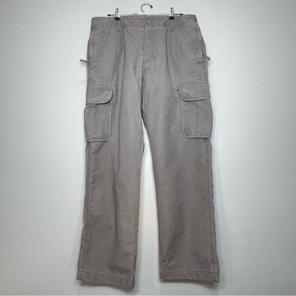 L.L. BEAN Natural Fit Men's Flannel Lined Gray Cargo Pants Size 36 x 32 - Picture 1 of 11